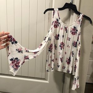 long sleeve bell bottom top with flower pattern